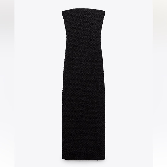 Zara TEXTURED STRAPLESS DRESS. Black. Sizes S, M, L. New with Tags. - Picture 3 of 5